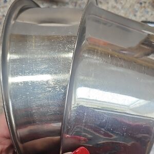 Stainless Steel Dog 8" Round Feeding Bowls X 2